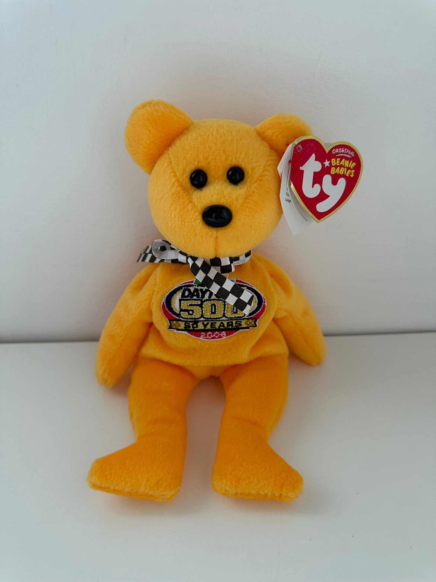 Ty Beanie Baby “Racing Gold” the Nascar Daytona 500 Bear - Yellow/Gold Version (8.5 inch)