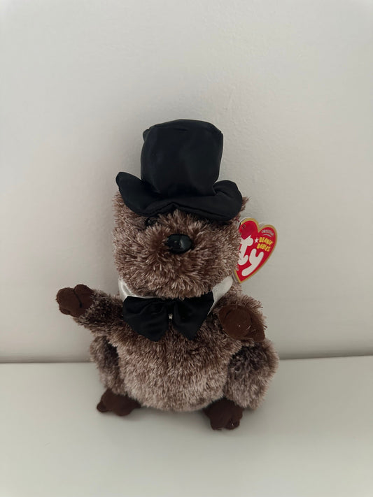 Ty Beanie Baby “Punxsutawney Phil” the Groundhog  Black Bow Tie (6.5 inch)