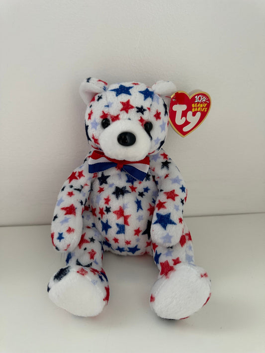 Ty Beanie Babies “White” the Patriotic USA American Bear (6.5 inch)