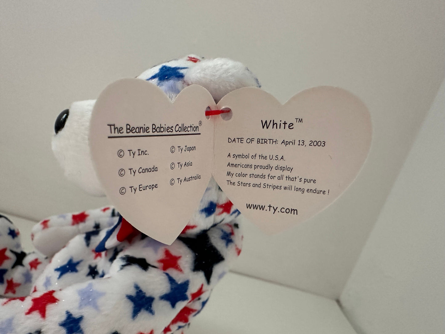 Ty Beanie Babies “White” the Patriotic USA American Bear (6.5 inch)