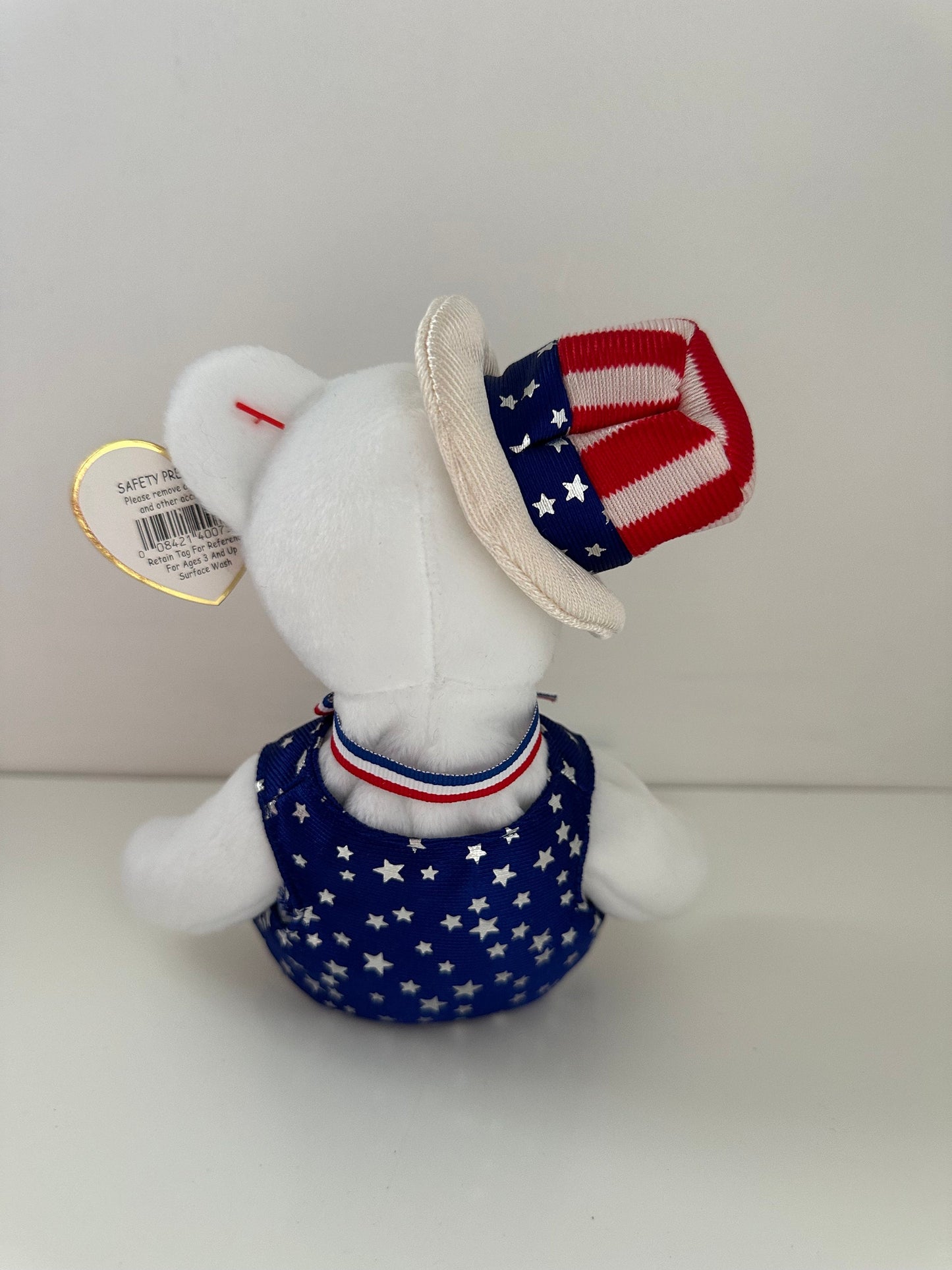 Ty Beanie Baby “Sam” the White American Bear with Patriotic Hat! (8.5 inch)