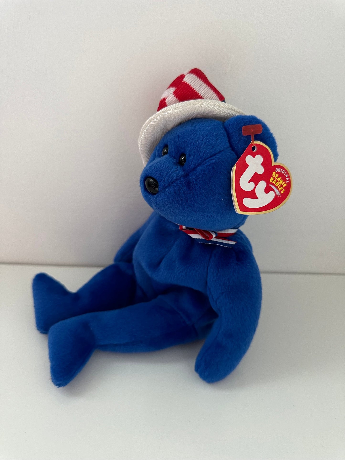 Ty Beanie Baby “Sam” the Blue American Bear with Patriotic Hat! (8.5 inch)