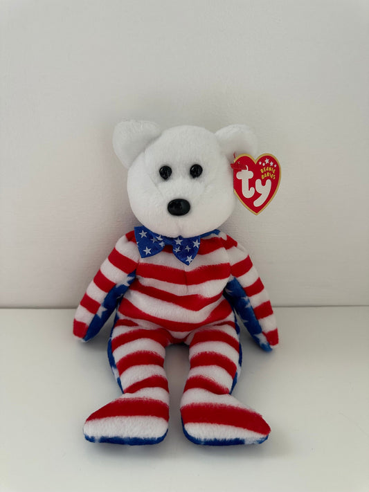 Ty Beanie Baby “Liberty” the White Patriotic American Bear (8.5 inch)