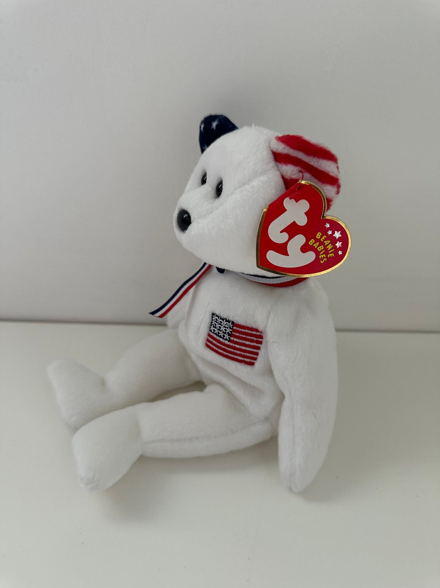 Ty Beanie Baby “America” the White Patriotic Bear (8.5 inch)