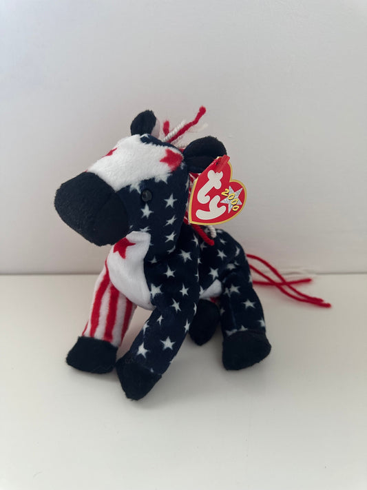 Ty Beanie Babies “Lefty 2000” the Patriotic American Donkey! (6 inch)