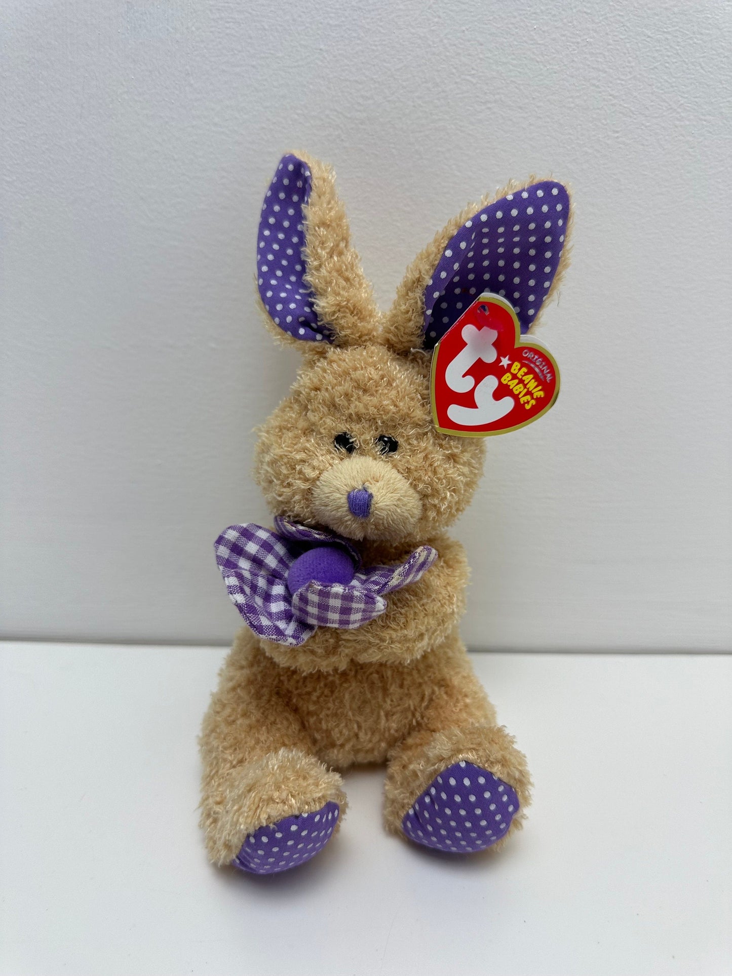 Ty Beanie Baby “Petunia” the Bunny Holding Purple Flower  (7 inch)