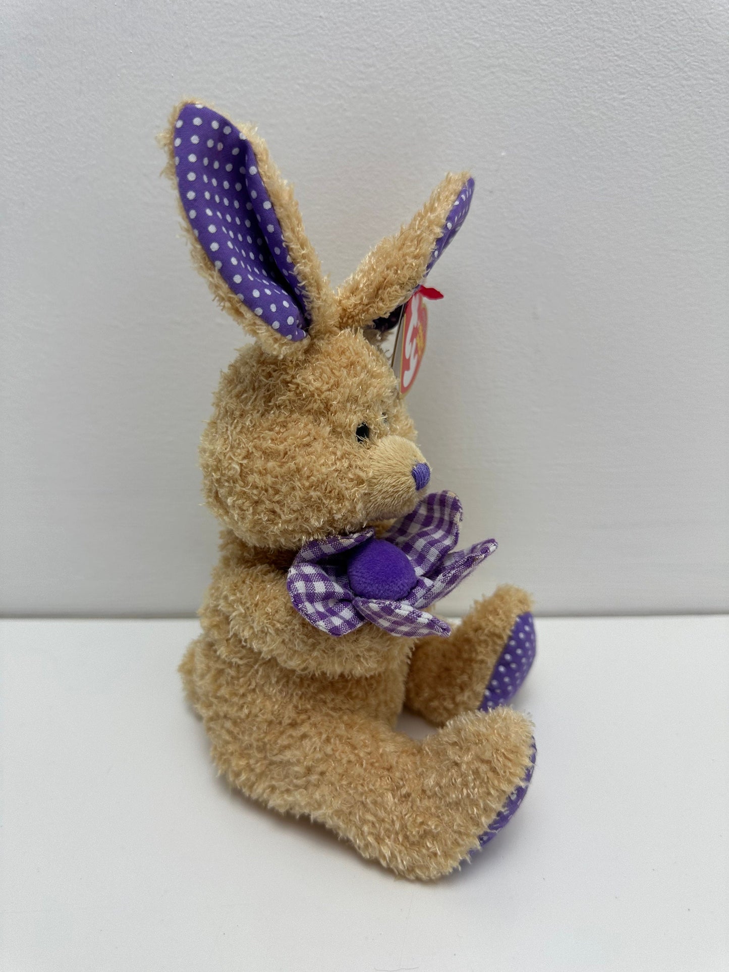 Ty Beanie Baby “Petunia” the Bunny Holding Purple Flower  (7 inch)