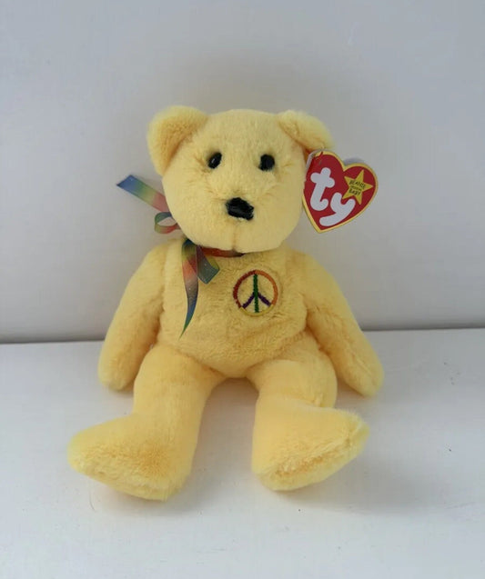 Ty Beanie Babies Series 2 “Peace II” the 30th Anniversary Yellow Peace Bear - Limited Production!