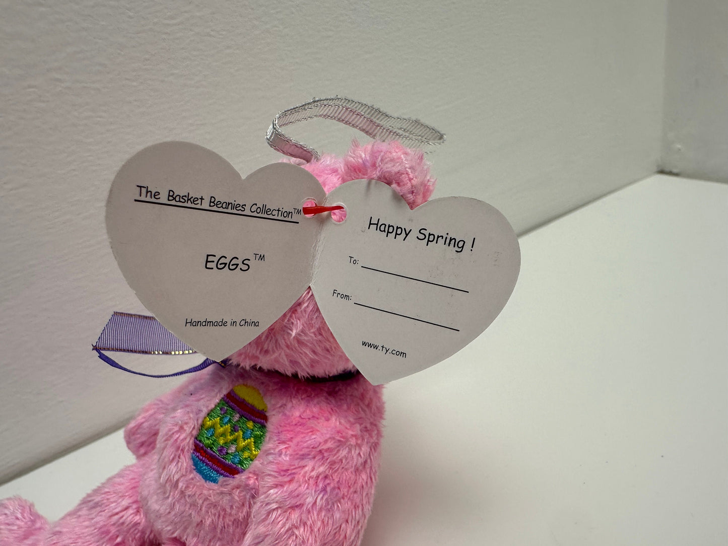 Ty Basket Beanies “Eggs” the Pink Easter Egg Bear! Perfect for Easter Decorations (4 inch)