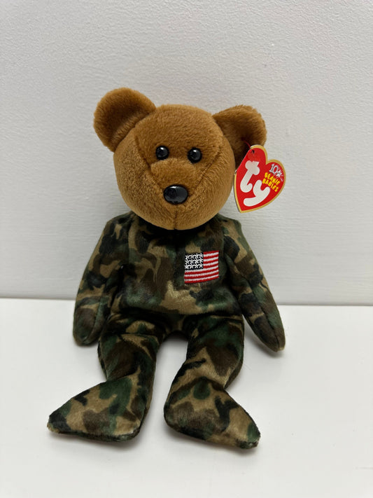 Ty Beanie Baby “Hero” the Army Bear - USA Exclusive - US Flag on Chest (8.5 inch)