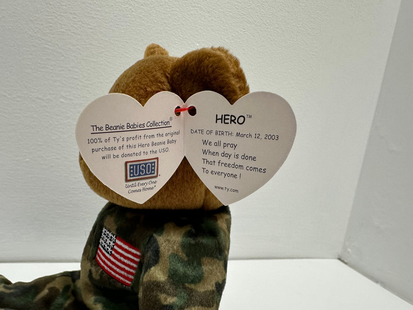 Ty Beanie Baby “Hero” the Army Bear - USA Exclusive - US Flag on Chest (8.5 inch)