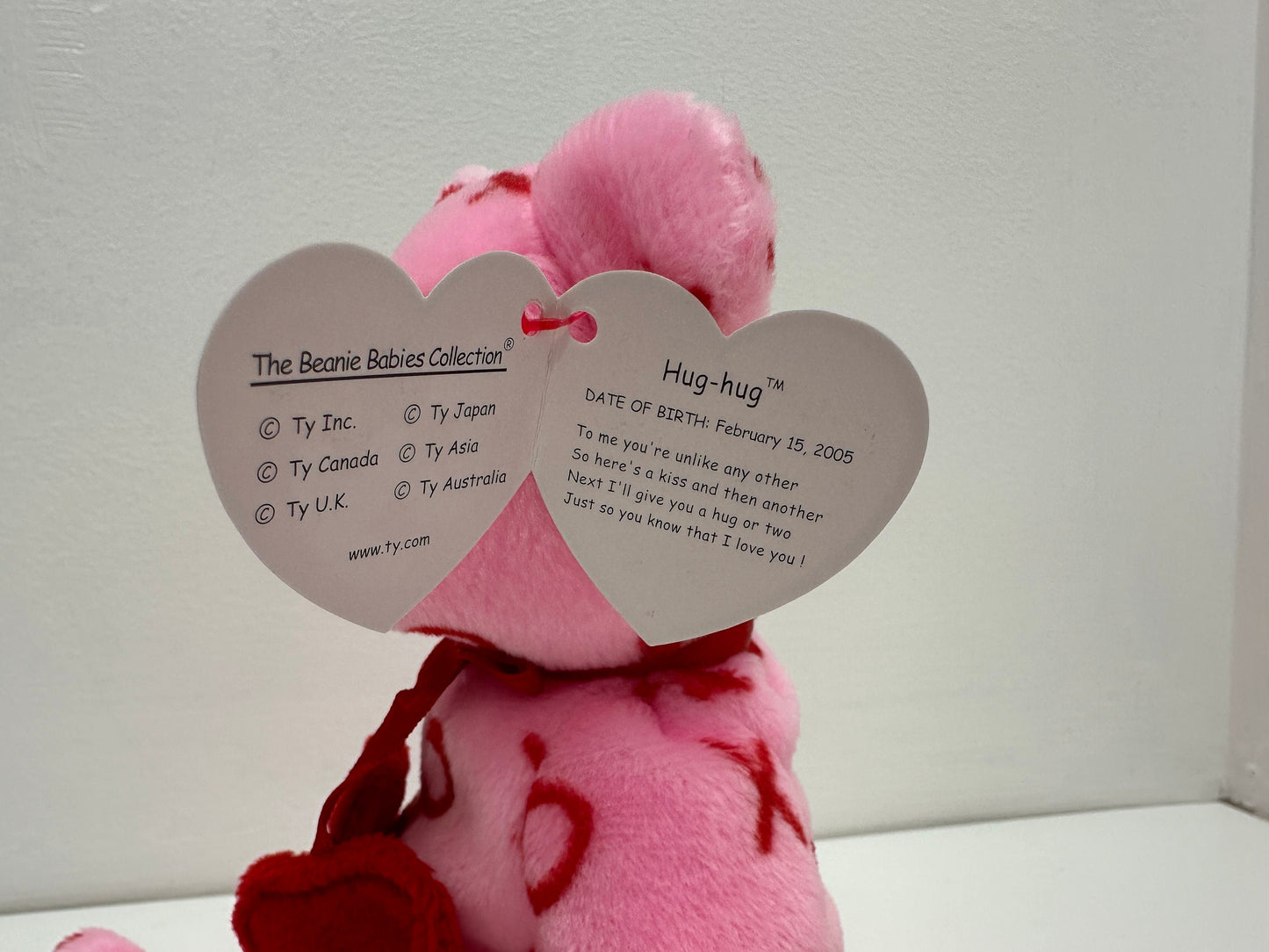 Ty Beanie Babies “Hug Hug” the Pink XO Valentines Day Bear! (8.5 inch)