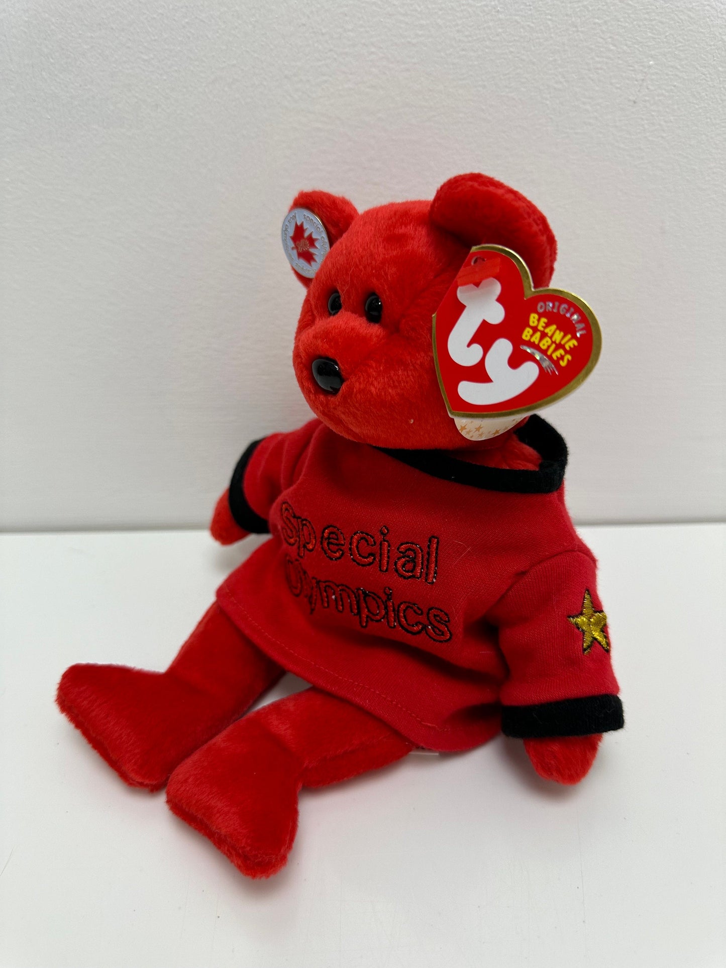 Ty Beanie Baby “Canada” the I Love Canada - Special Olympics Bear - Red Shirt Version! (8.5 inch)