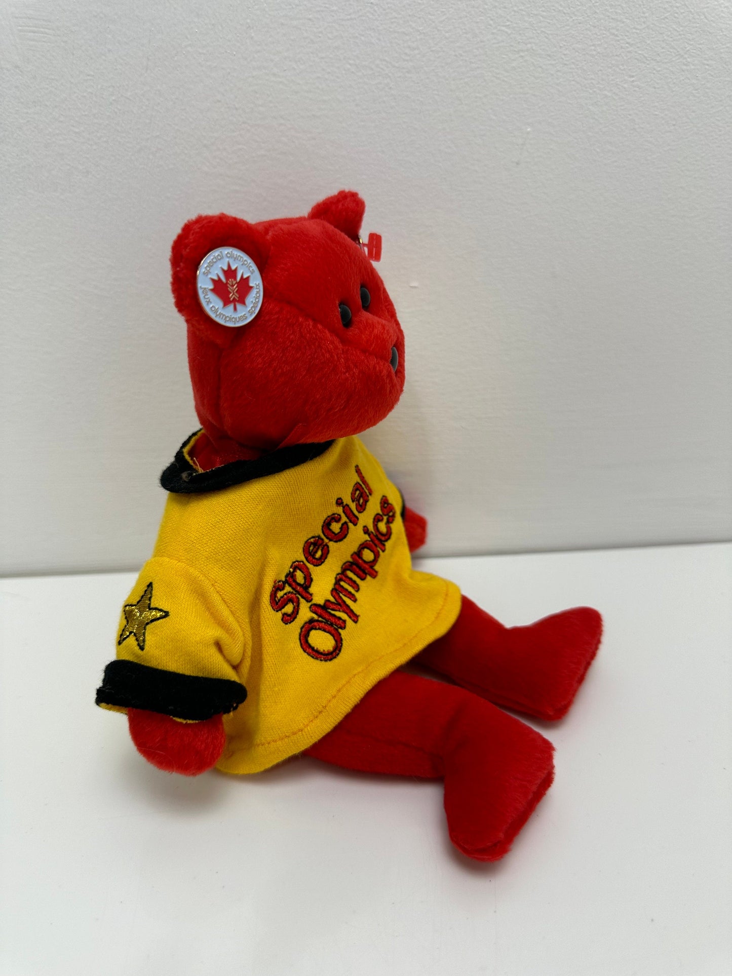 Ty Beanie Baby “Canada” the I Love Canada - Special Olympics Bear - Gold Shirt Version! (8.5 inch)