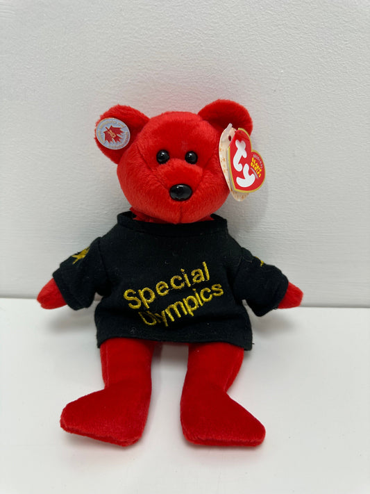 Ty Beanie Baby “Canada” the I Love Canada - Special Olympics Bear - Black Shirt Version! (8.5 inch)