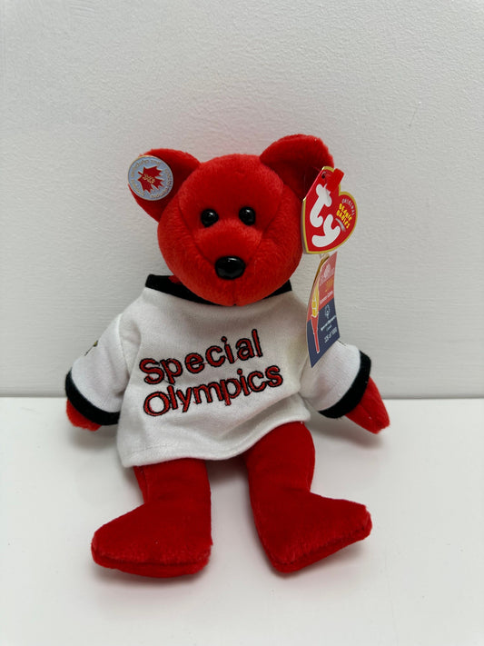 Ty Beanie Baby “Canada” the I Love Canada - Special Olympics Bear - White Shirt Version Numbered 326/1000 Made Worldwide! (8.5 inch)