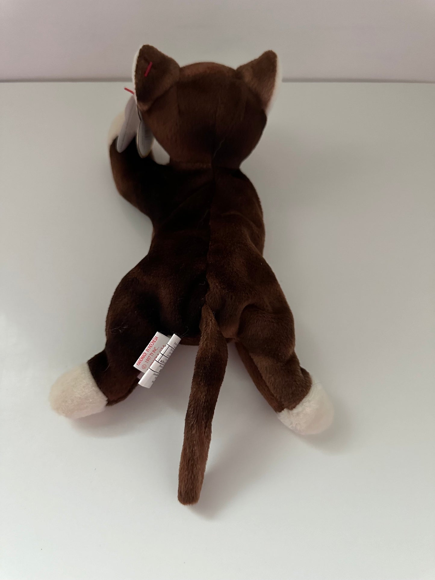 Ty Beanie Baby “Pounce” the Cat - Handmade in Indonesia with Canadian Tush Tag *Rare* (8 inch)