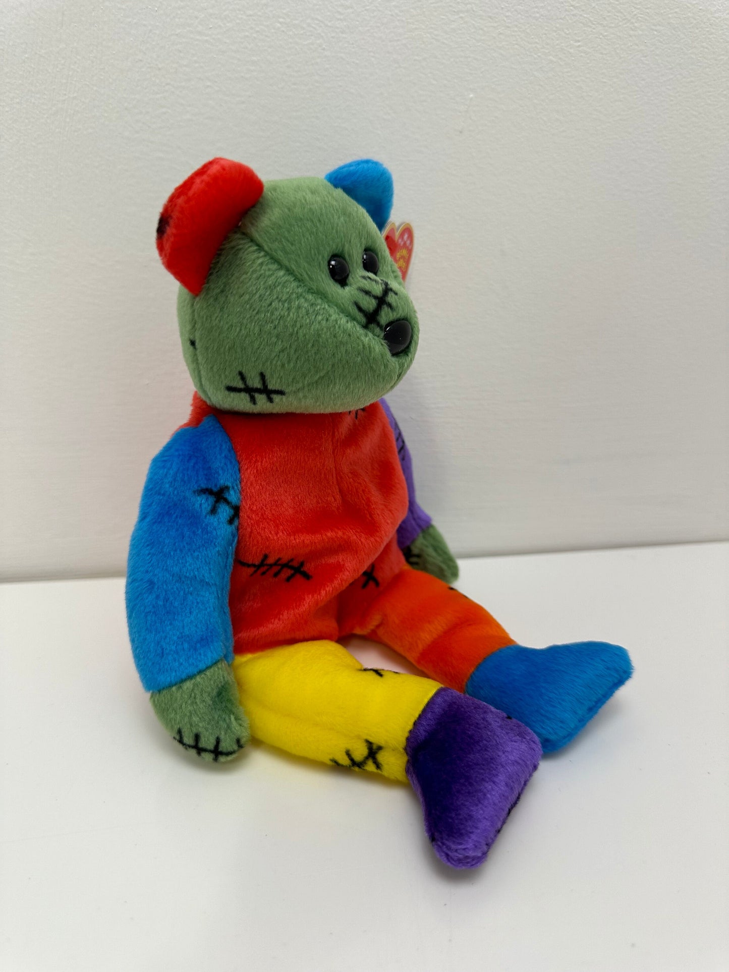 Ty Beanie Baby “Frankenteddy” the Bear - Blue and Purple Feet (8.5 inch)