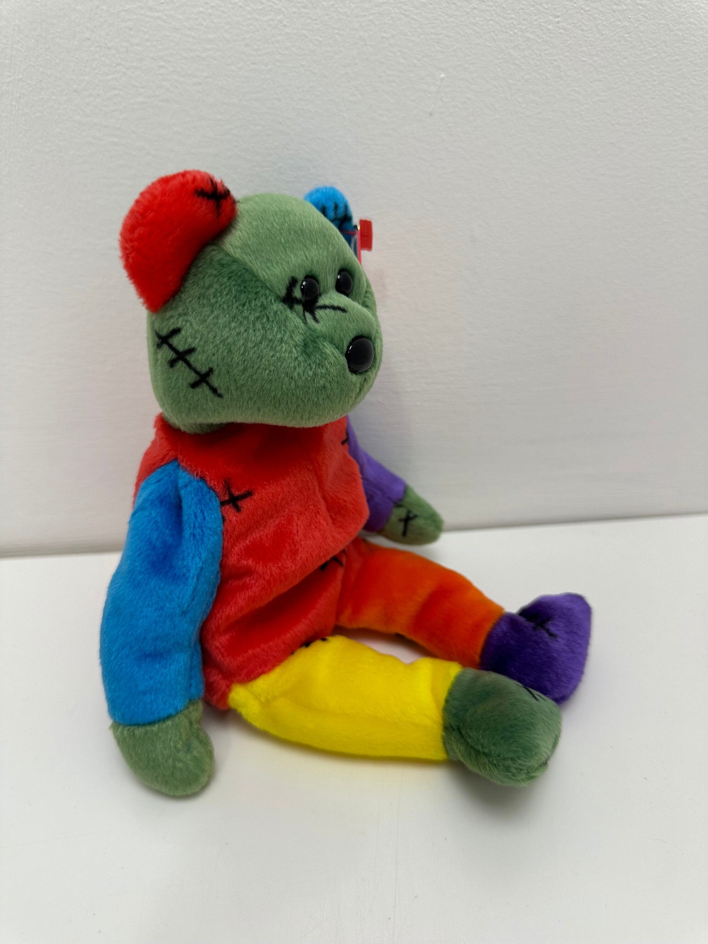 Ty Beanie Baby “Frankenteddy” the Bear - Green and Purple Feet (8.5 inch)