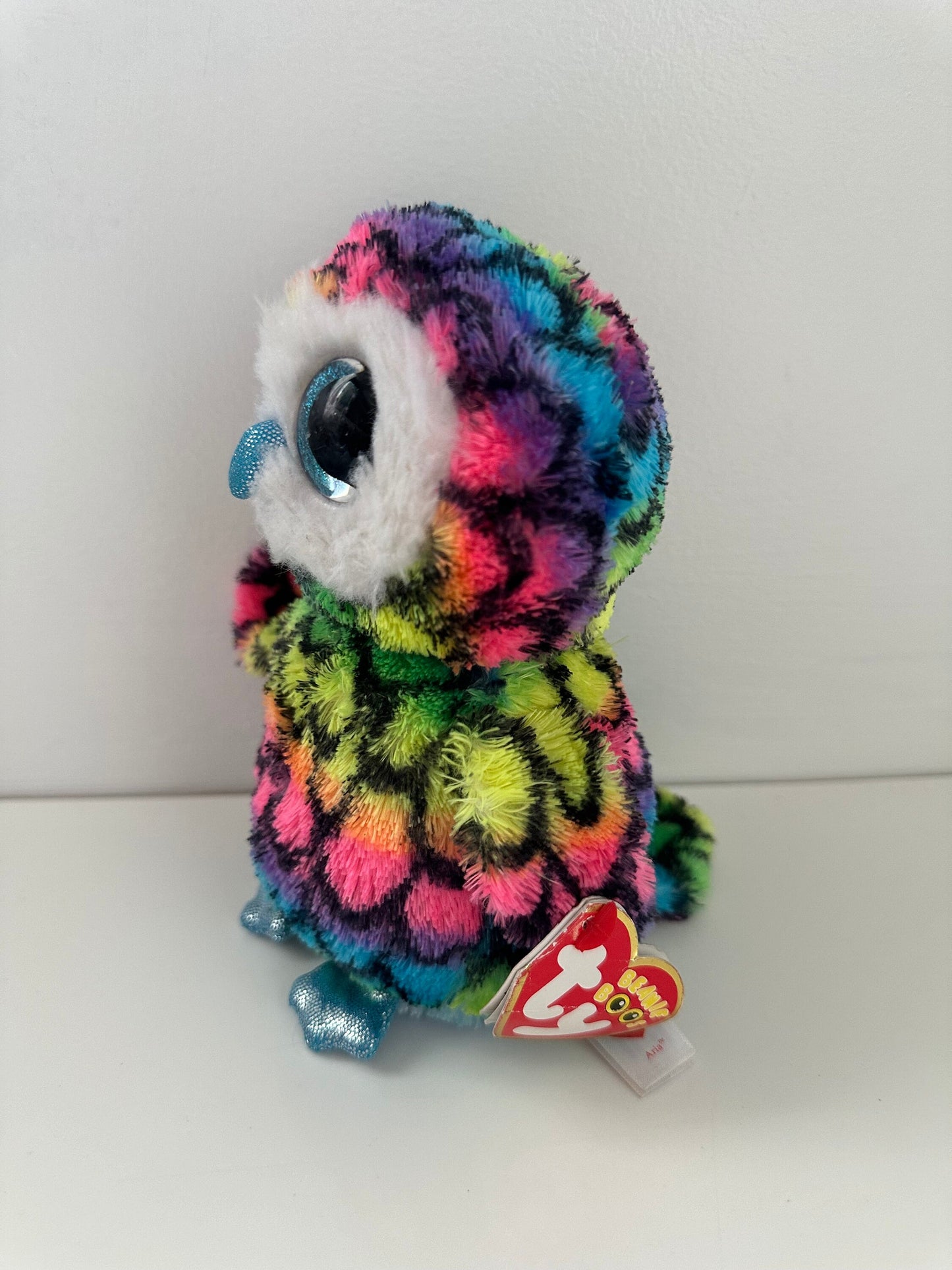 Ty Beanie Boo “Aria” the Colourful Owl - Claire’s Exclusive - Non Mint Tag and Eye, See Photos (6 inch)