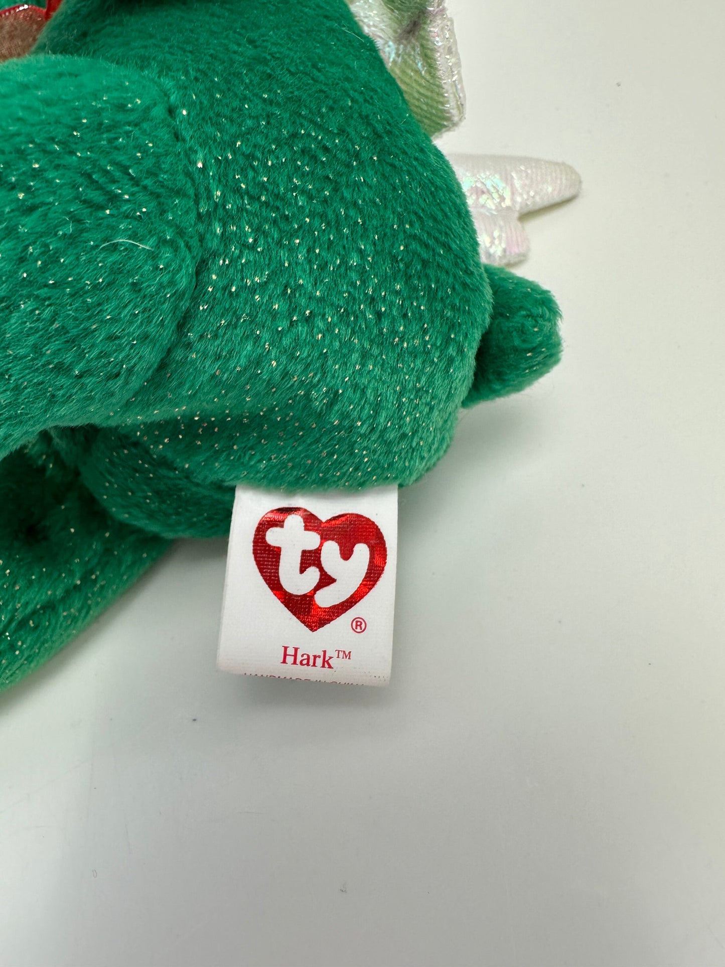 Ty Beanie Baby “Hark” the Angel Bear with iridescent wings - Green Version (6 inch)