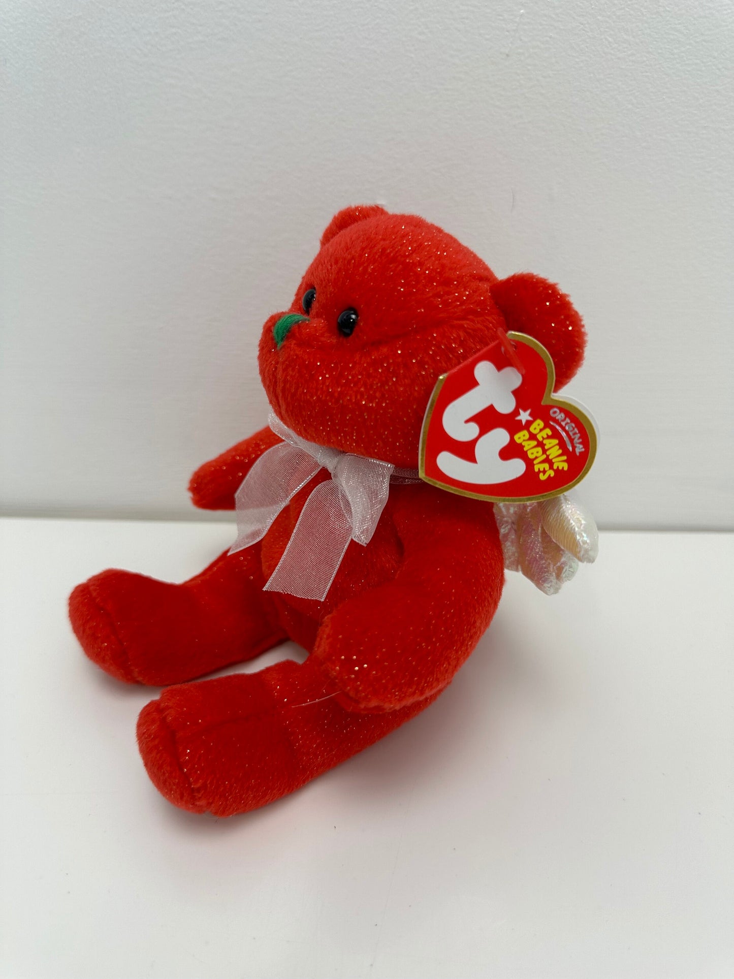 Ty Beanie Baby “Hark” the Angel Bear with iridescent wings - Red Version (6 inch)