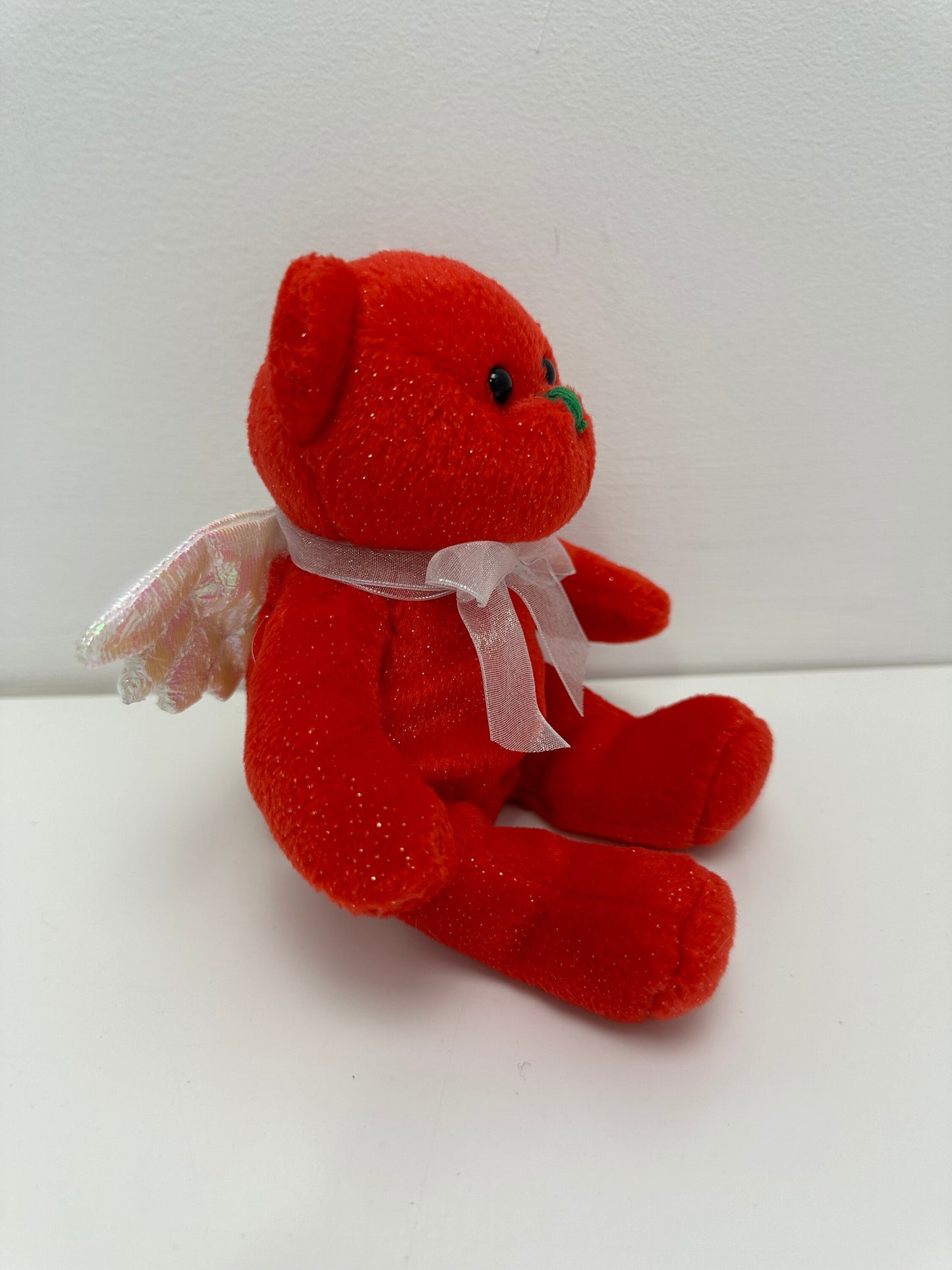 Ty Beanie Baby “Hark” the Angel Bear with iridescent wings - Red Version (6 inch)