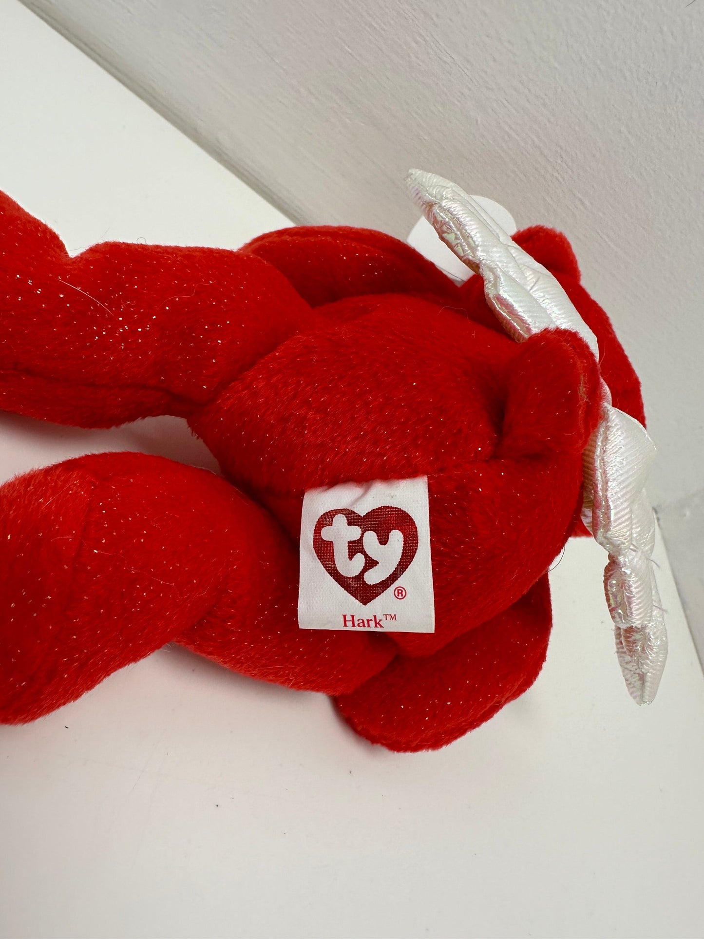 Ty Beanie Baby “Hark” the Angel Bear with iridescent wings - Red Version (6 inch)