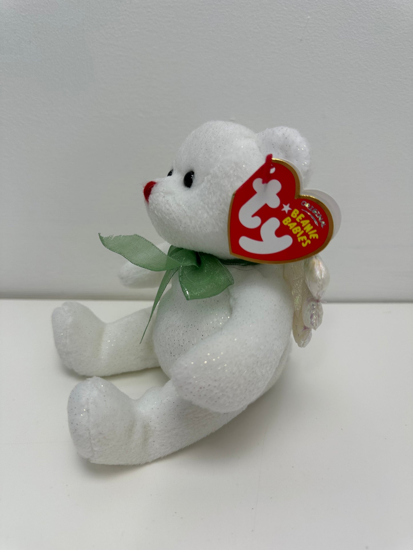 Ty Beanie Baby “Hark” the Angel Bear with iridescent wings - White Version (6 inch)