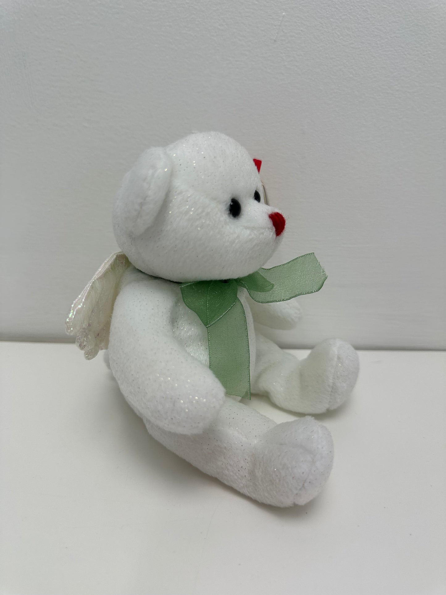 Ty Beanie Baby “Hark” the Angel Bear with iridescent wings - White Version (6 inch)