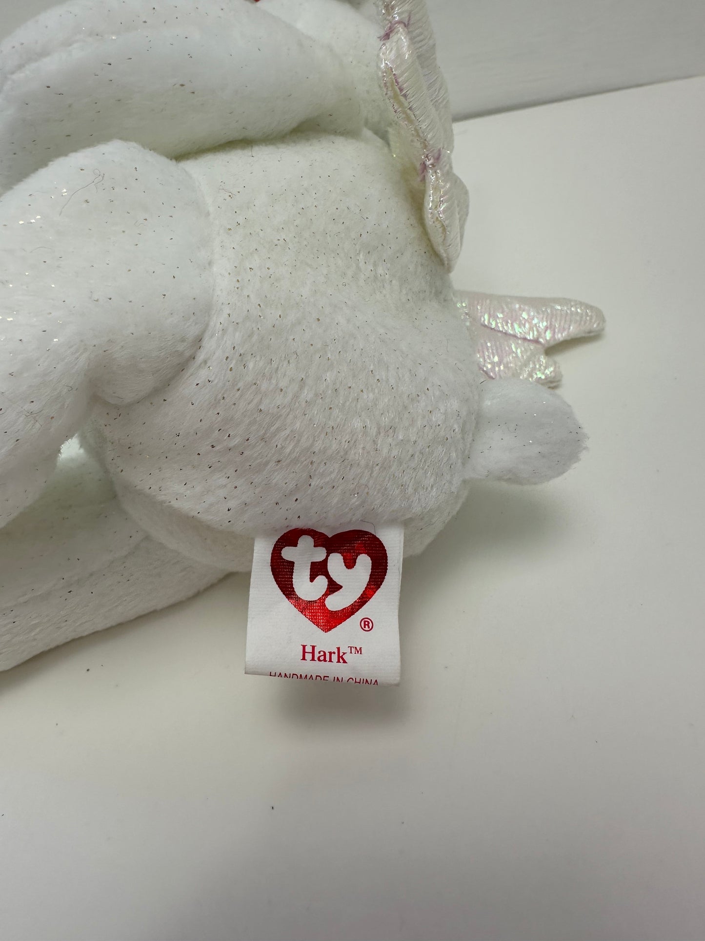 Ty Beanie Baby “Hark” the Angel Bear with iridescent wings - White Version (6 inch)