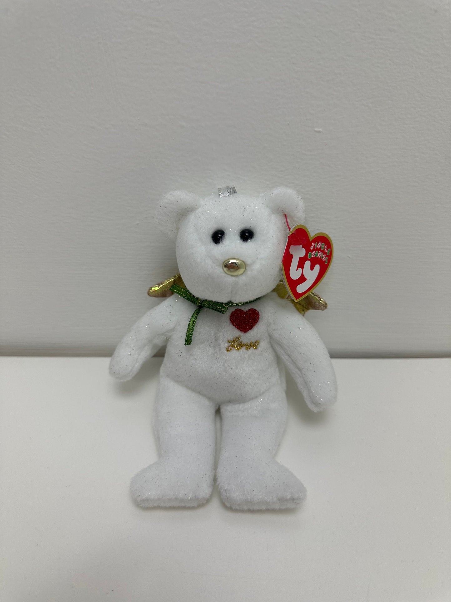 Ty Jingle Beanies “Gift” the White Christmas Tree Ornament Angel Bears with Wings (4.5 inch)