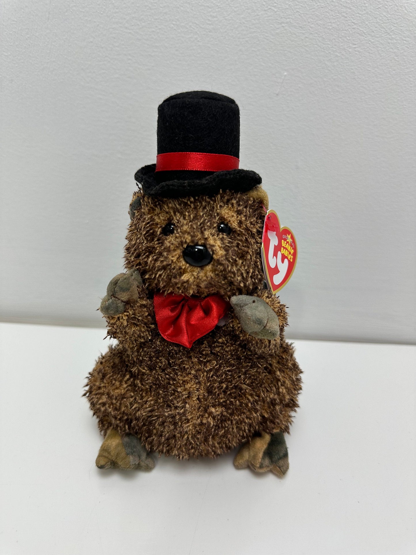 Ty Beanie Baby “Punxsutawney Phil” the Groundhog Day  with Red Bow Tie (6.5 inch)