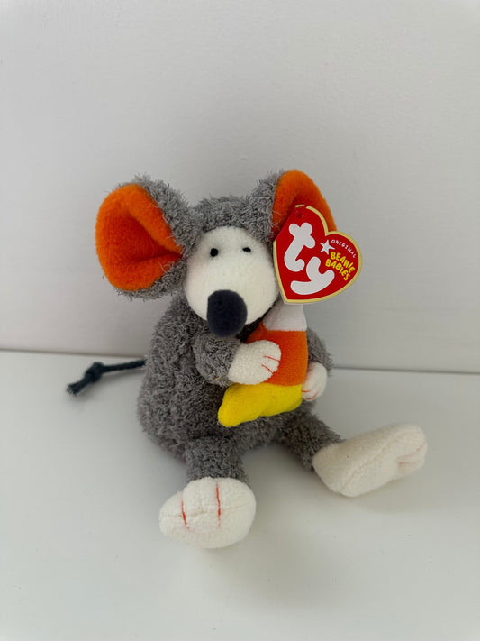 Ty Beanie Baby “Ratzo” the Gray Rat Holding Candy Corn (5.5 inch)