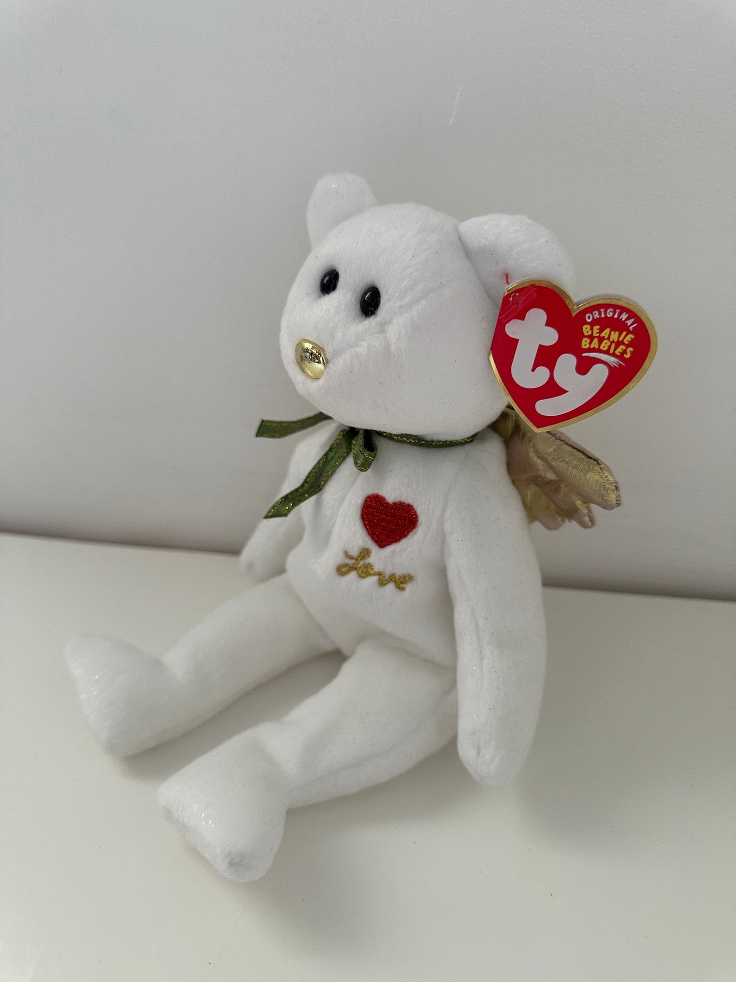 Ty Beanie Baby “Gift” the Angel Bear with Wings - White Version Love - Hallmark Gold Crown Exclusive (8.5 inch)