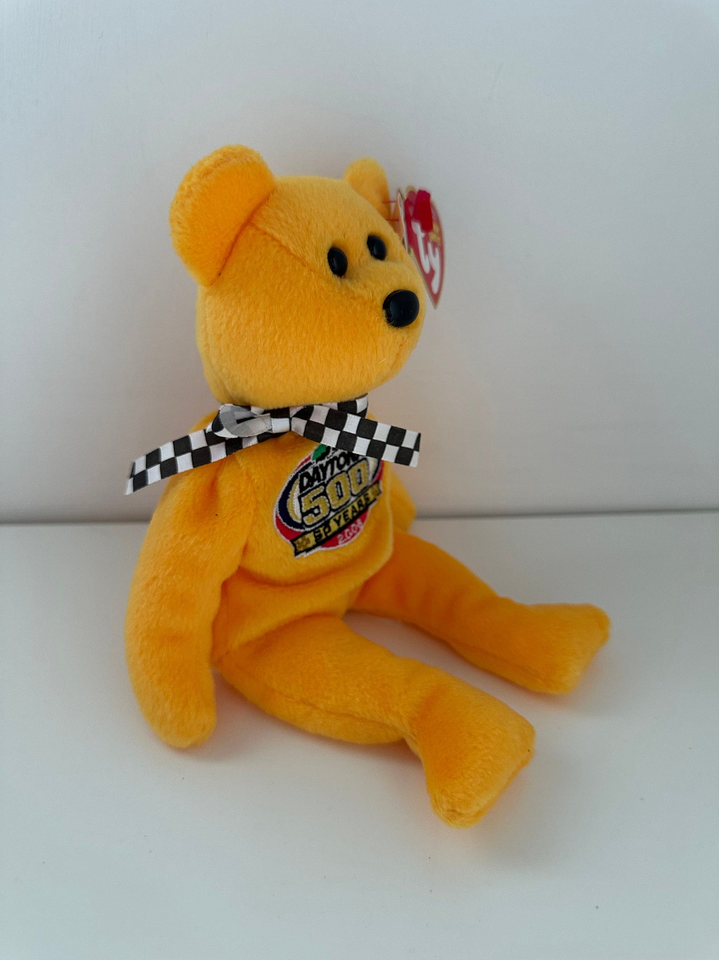 Ty Beanie Baby “Racing Gold” the Nascar Daytona 500 Bear - Yellow/Gold Version (8.5 inch)