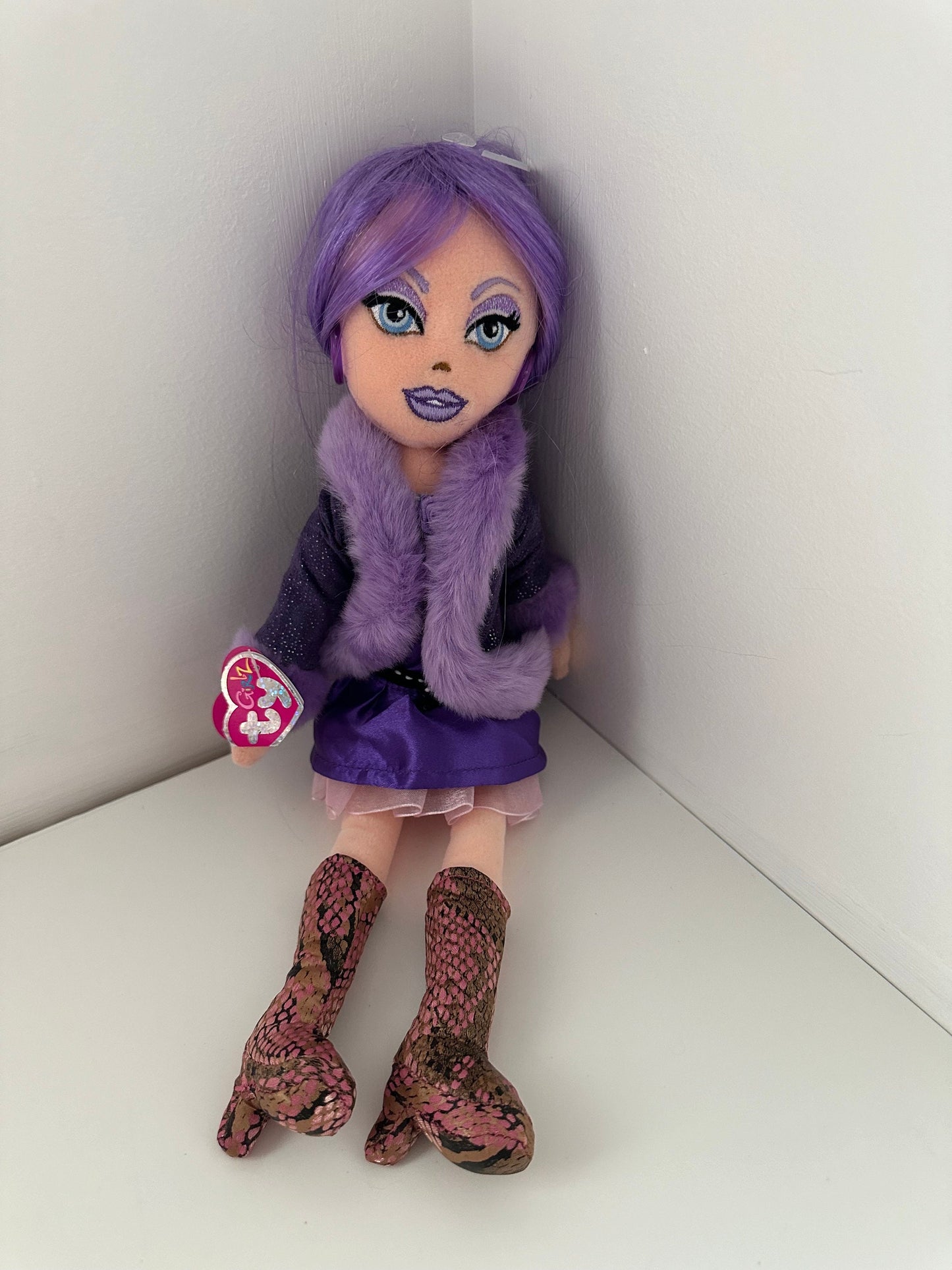 Ty Girlz Collection “Punky Penny” the Beanie Barbie Doll Purple Hair (13 inch)