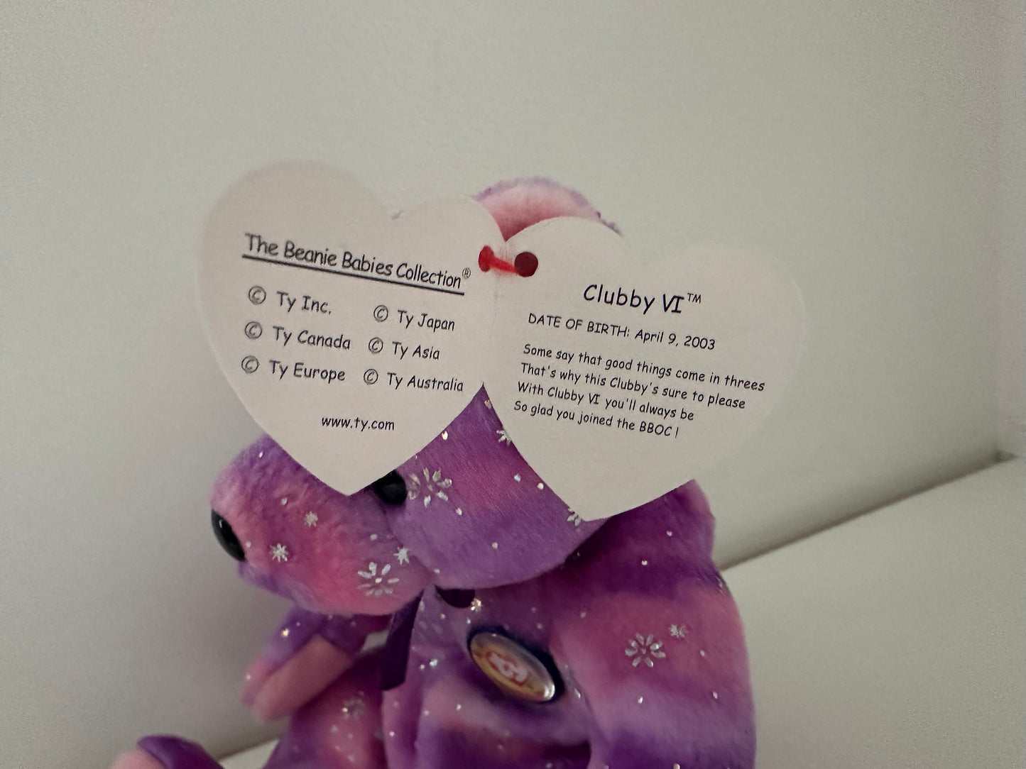 Ty Beanie Baby “Clubby VI” the Purple Bear! (8 inch)