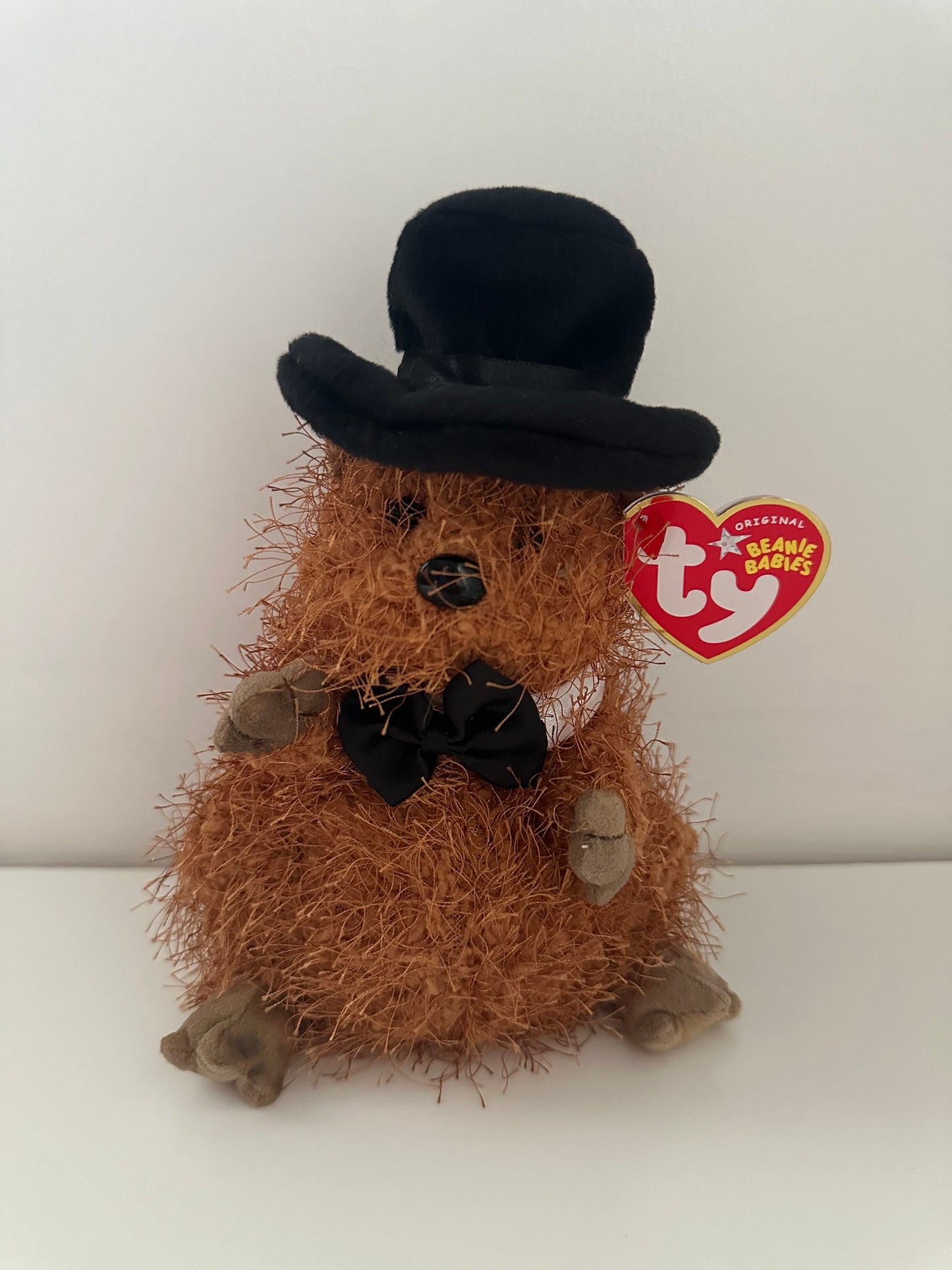 Ty Beanie Baby “Punxsutawney Phil” the Groundhog Day  - Black Bow Tie (6.5 inch)