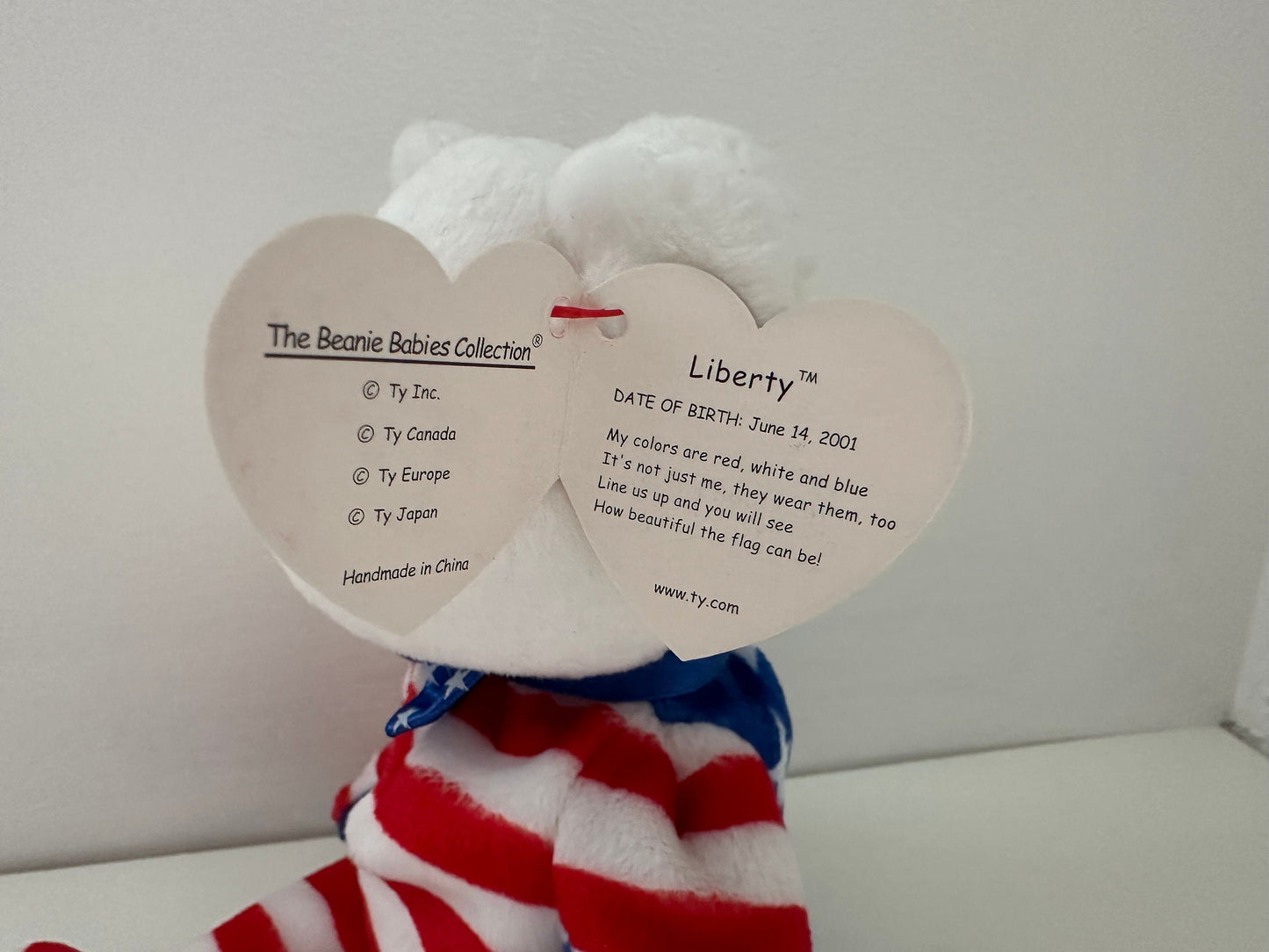 Ty Beanie Baby “Liberty” the White Patriotic American Bear (8.5 inch)