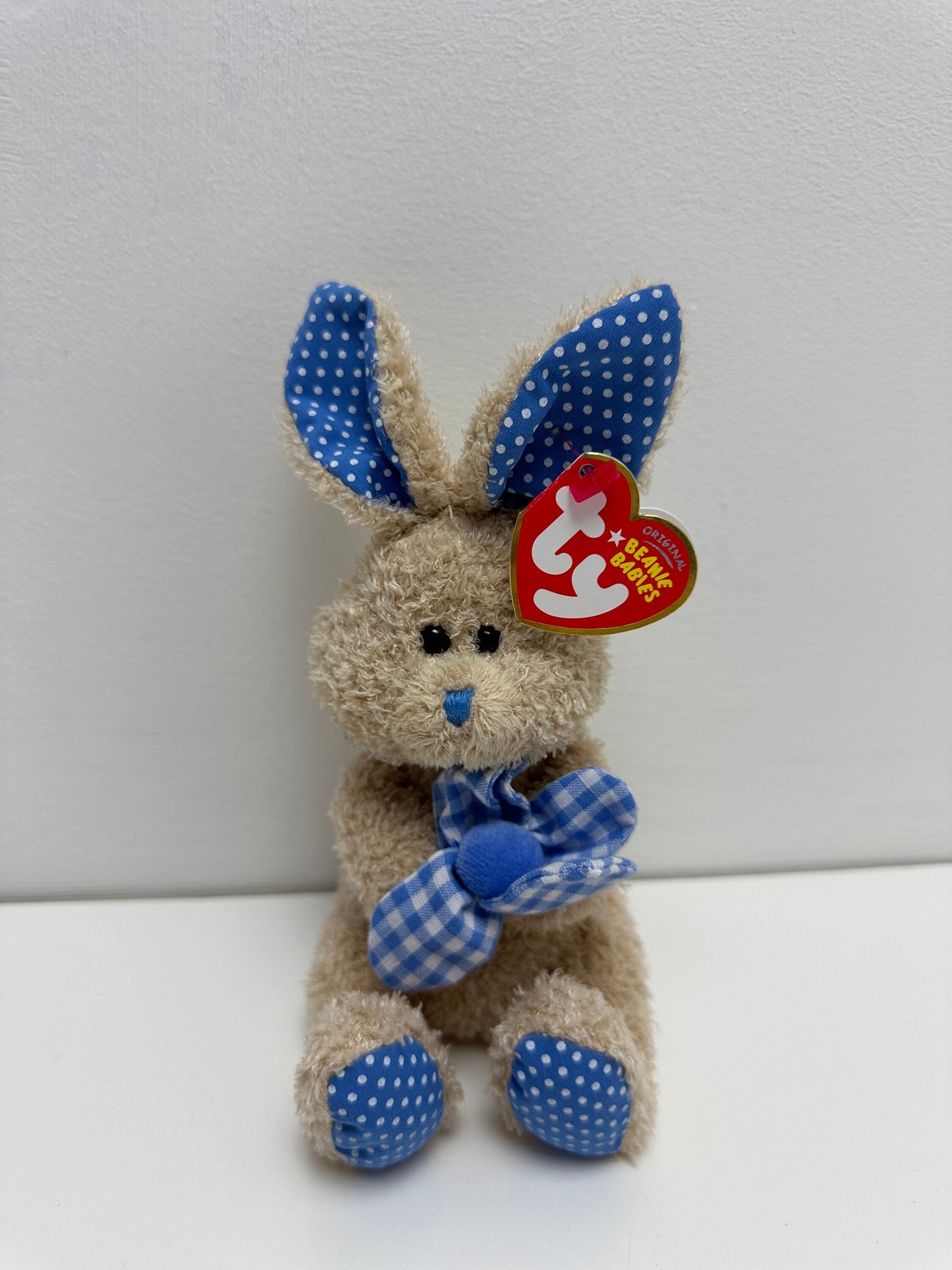 Ty Beanie Baby “Posy” the Bunny Holding Blue Flower  (7 inch)