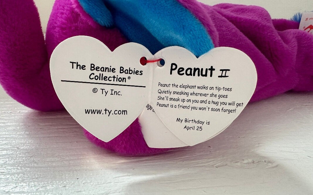 Ty Beanie Babies Series 2 “Peanut II” the 30th Anniversary Purple Elephant - Limited Production!