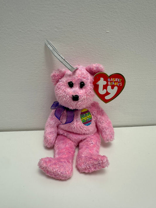 Ty Basket Beanies “Eggs” the Pink Easter Egg Bear! Perfect for Easter Decorations (4 inch)