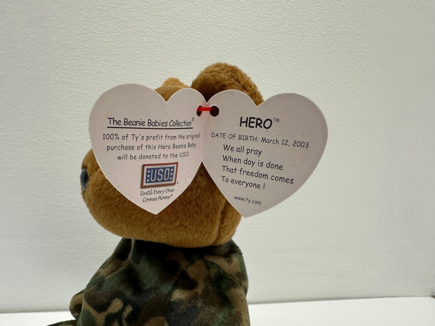 Ty Beanie Baby “Hero” the Army Bear - USA Exclusive - US Flag on Arm (8.5 inch)