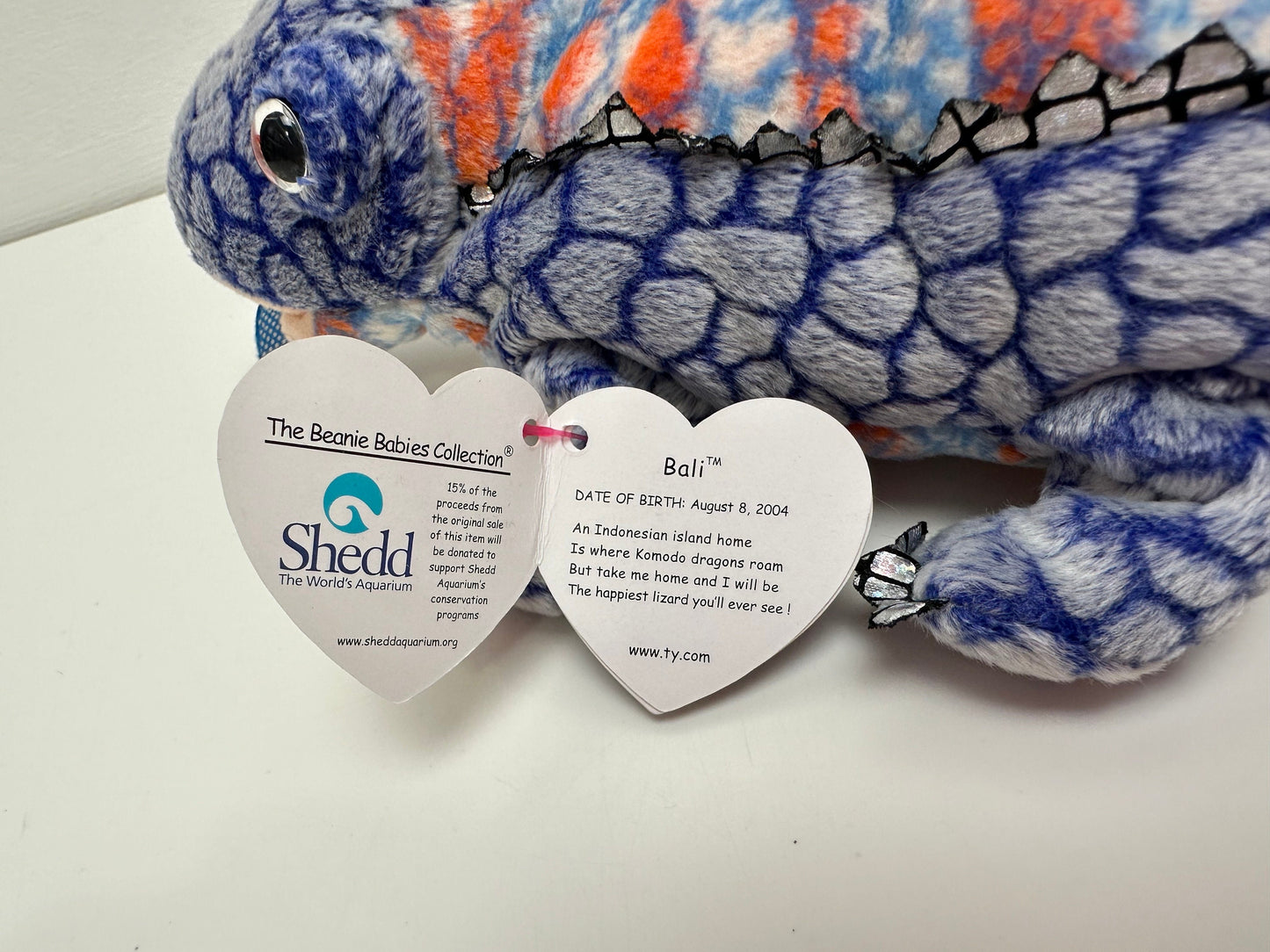 Ty Beanie Baby “Bali” the Komodo Dragon in  Blue - Shedd Exclusive! *Rare* (10.5 inch)