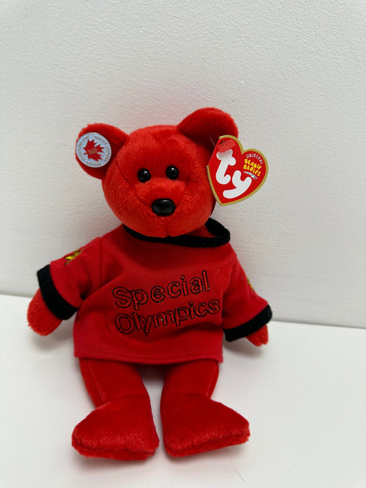 Ty Beanie Baby “Canada” the I Love Canada - Special Olympics Bear - Red Shirt Version! (8.5 inch)