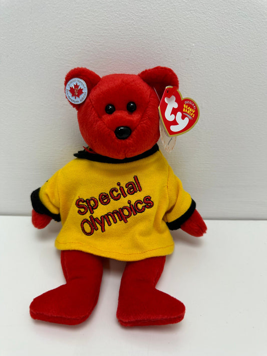 Ty Beanie Baby “Canada” the I Love Canada - Special Olympics Bear - Gold Shirt Version! (8.5 inch)