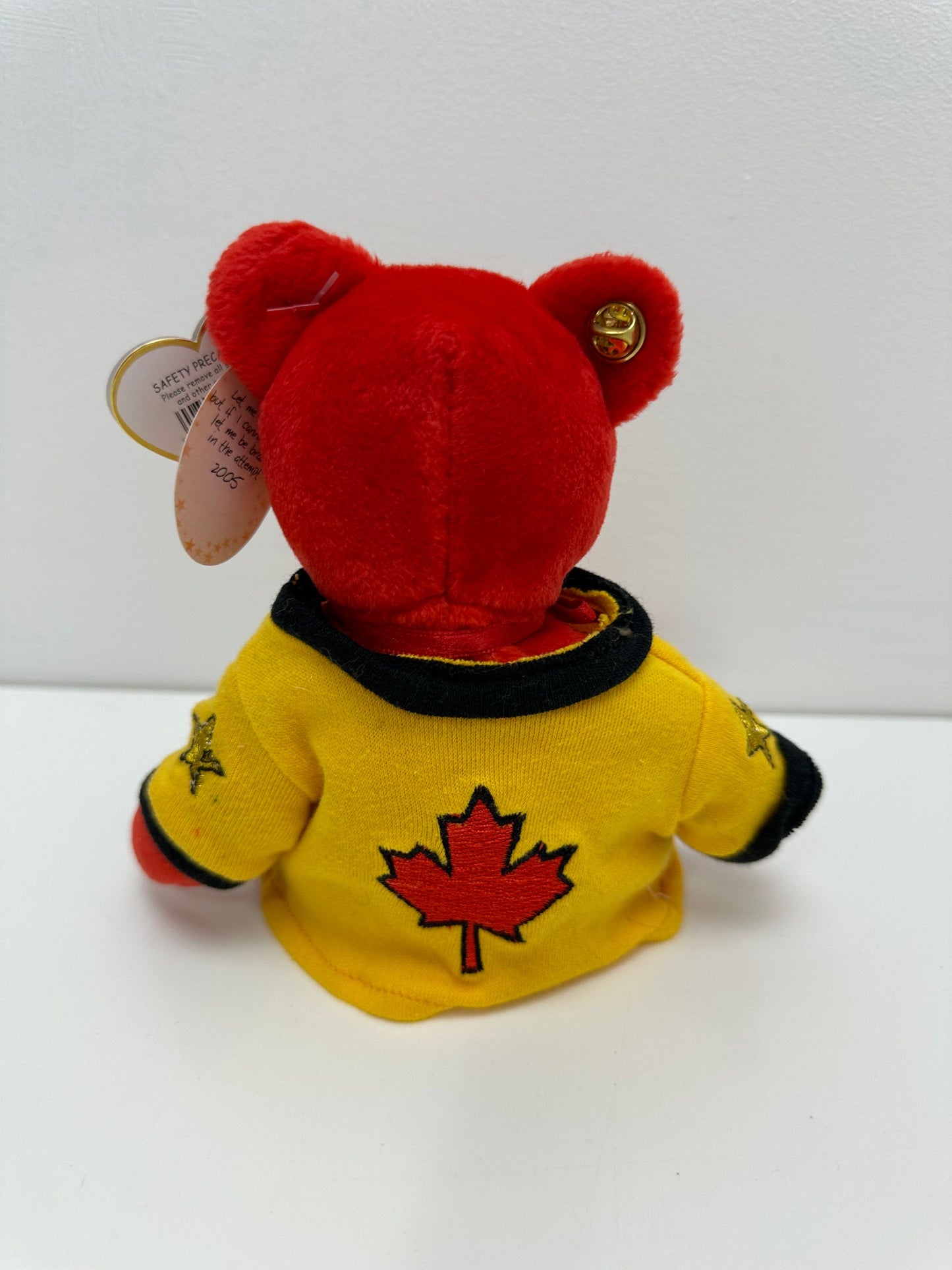 Ty Beanie Baby “Canada” the I Love Canada - Special Olympics Bear - Gold Shirt Version! (8.5 inch)