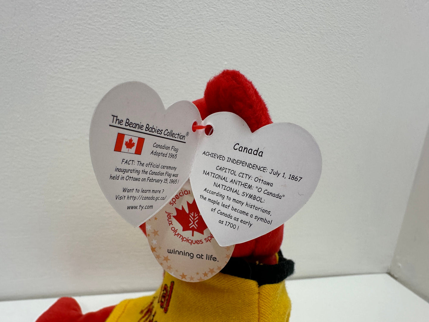 Ty Beanie Baby “Canada” the I Love Canada - Special Olympics Bear - Gold Shirt Version! (8.5 inch)