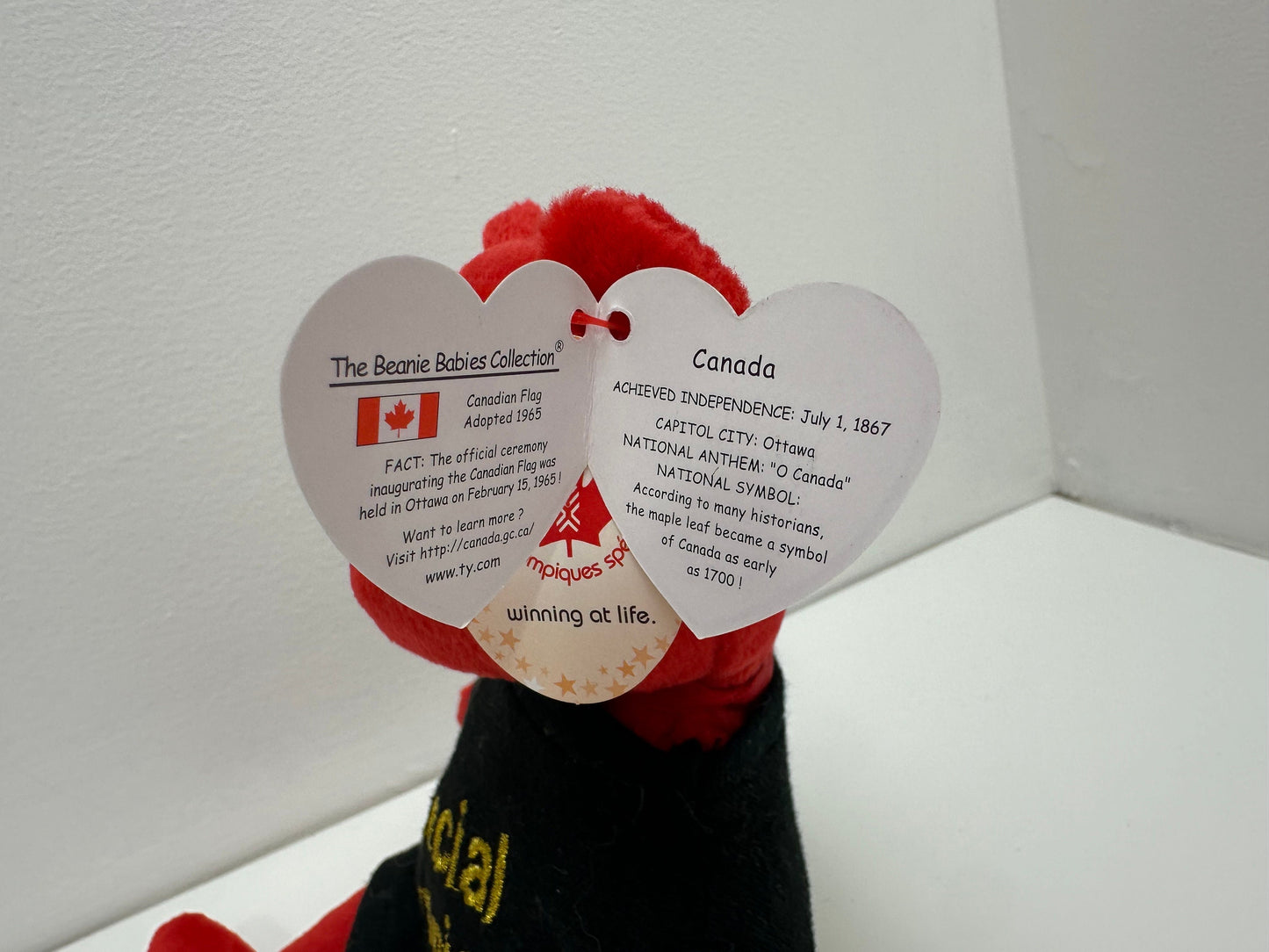 Ty Beanie Baby “Canada” the I Love Canada - Special Olympics Bear - Black Shirt Version! (8.5 inch)